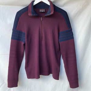 Vintage Demetre Ski Wool Sweater Burgundy Quarter Zip Size Medium USA